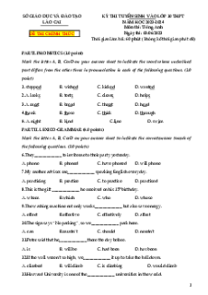 Đề thi vào 10 Tiếng Anh Tỉnh Lào Cai năm 2023-2024