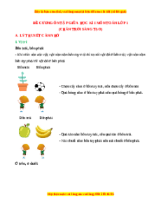 Đề cương ôn tập Giữa kì 1 Toán lớp 1 Chân trời sáng tạo