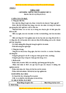 Giáo án Tiếng việt 3 Học kì 1 Kết nối tri thức