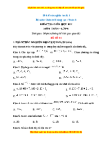 Đề thi giữa kì 1 Toán 6 Chân trời sáng tạo (Đề 4)