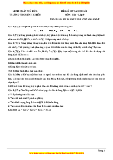 Đề thi cuối kì 1 Hóa học 9 trường THCS Bình Chiểu