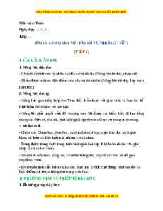 Giáo án Làm quen với dãy số tự nhiên Toán 4 Kết nối tri thức
