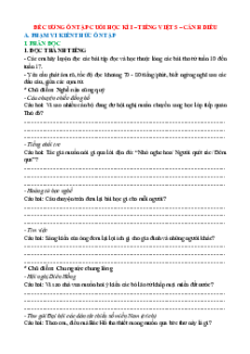 Đề cương ôn tập Cuối kì 1 Tiếng Việt lớp 5 Cánh diều