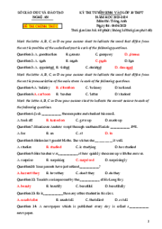 Đề thi vào 10 Tiếng Anh Tỉnh Nghệ An năm 2023-2024