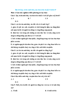 Trắc nghiệm Bài 19: Quy trình nuôi thủy sản theo tiêu chuẩn VietGAP Công nghệ 12 Lâm nghiệp-Thủy sản Cánh diều