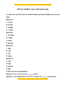 Đề thi cuối kì 2 Tiếng Anh 9 trường THCS Trần Hưng Đạo năm 2023