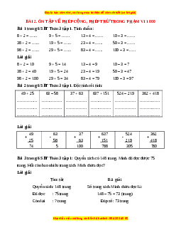 VBT Toán lớp 3 Bài 2 (Cánh diều): Ôn tập về phép cộng, phép trừ trong phạm vi 1000