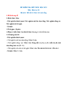 Bộ 12 đề thi cuối kì 1 Hóa học 10 Kết nối tri thức Cấu trúc mới