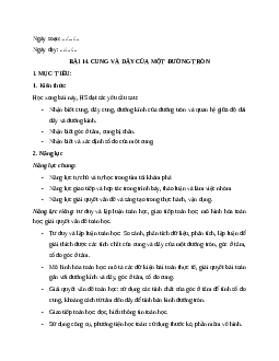 Giáo án Cung và dây của một đường tròn Toán 9 Kết nối tri thức