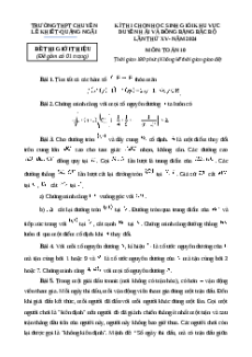 Đề thi HSG Toán 10 Trường THPT Chuyên Lê Khiết - Quảng Ngãi