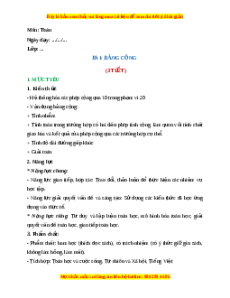 Giáo án Bảng cộng Toán 2 Chân trời sáng tạo