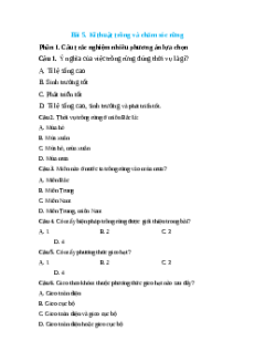 Trắc nghiệm Bài 5: Kĩ thuật trồng và chăm sóc rừng  Công nghệ 12 Lâm nghiệp-Thủy sản Kết nối