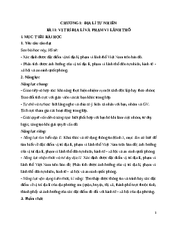 Giáo án Bài 1 Địa lí 12 Cánh diều (2024): Vị trí địa lí và phạm vi lãnh thổ