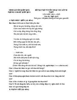 Đề thi thử vào 10 Ngữ Văn năm 2025 Phòng GD&ĐT Hiệp Hòa