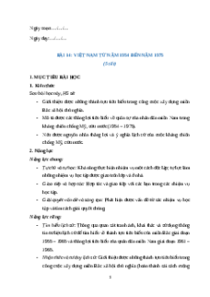 Giáo án Bài 14 Lịch sử 9 Cánh diều: Việt Nam từ năm 1954 đến năm 1975