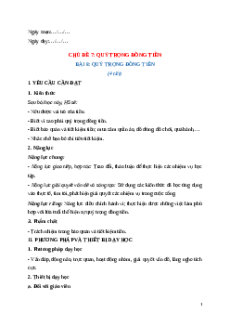 Giáo án Bài 8 Đạo đức lớp 4 Kết nối tri thức: Quý trọng đồng tiền