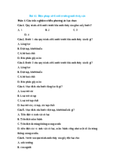 Trắc nghiệm Bài 12: Biện pháp xử lí môi trường nuôi thủy sản Công nghệ 12 Lâm nghiệp-Thủy sản Kết nối