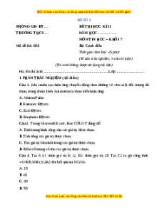 Đề thi cuối kì 2 Tin học 7 Cánh diều (Đề 3)