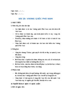 Giáo án Bài 20 Lịch sử 6 Kết nối tri thức (năm 2024): Vương quốc Phù Nam