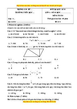 Đề thi cuối kì 2 Toán lớp 4 Cánh diều - Đề 4