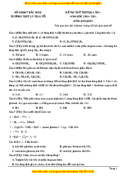 Đề thi thử Hóa Học trường Lý Thái Tổ năm 2021