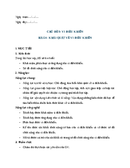 Giáo án Bài 24: Khái niệm về vi điều khiển (2024) Công nghệ Điện - Điện tử 12 Cánh diều