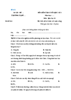 Đề thi Cuối kì 1 Hóa học 11 Kết nối tri thức cấu trúc mới 2025 (Đề 2)