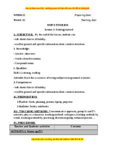 Giáo án Unit 8: Tourism Tiếng Anh 9 CV 5512