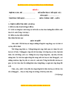 Đề thi cuối kì 2 Tiếng Việt lớp 2 Kết nối tri thức (Đề 2)