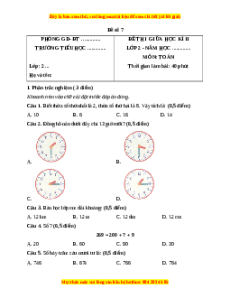 Đề thi giữa kì 2 Toán lớp 2 Chân trời sáng tạo - Đề 7