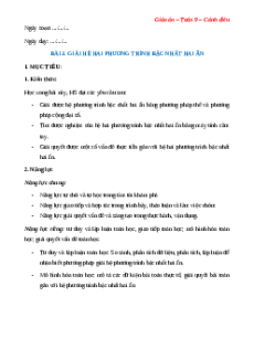 Giáo án Giải hệ hai phương trình bậc nhất hai ẩn Toán 9 Cánh diều
