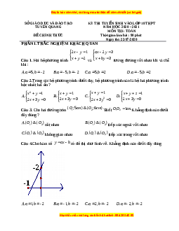 Đề thi vào 10 môn Toán tỉnh Tuyên Quang (Hệ không chuyên) năm 2021