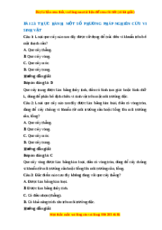 Trắc nghiệm Sinh học 10 Bài 23 Chân trời sáng tạo: Thực hành: Một số phương pháp nghiên cứu vi sinh vật