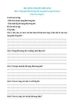 Đề cương Giữa kì 2 Công nghệ 9 Chân trời sáng tạo Lắp đặt mạng điện trong nhà