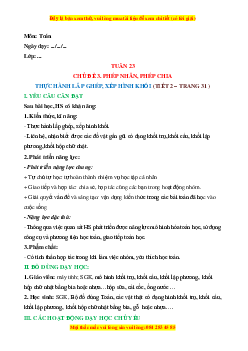 Giáo án Thực hành lắp ghép, xếp hình khối Toán lớp 2 Cánh diều