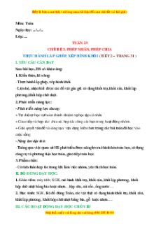 Giáo án Thực hành lắp ghép, xếp hình khối Toán lớp 2 Cánh diều