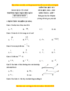 Đề thi cuối kì 1 Toán 7 Chân trời sáng tạo trường THCS Phan Bội Châu - Quận Tân Phú - TPHCM