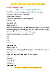 Trắc nghiệm Tin học 7 Bài 6 Kết nối tri thức: Làm quen với phần mềm bảng tính