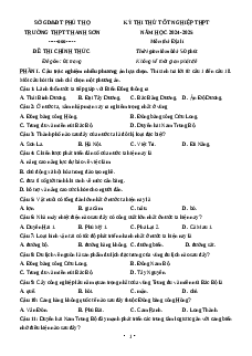Đề thi thử tốt nghiệp 2025 Địa lí THPT Thanh Sơn - Phú Thọ