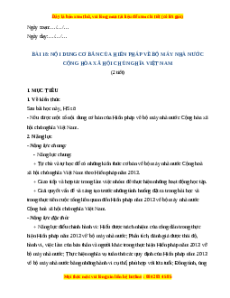 Giáo án Bài 18 KTPL 10 Kết nối tri thức: Nội dung cơ bản của Hiến pháp về bộ máy nhà nước Cộng hòa xã hội chủ nghĩa Việt Nam