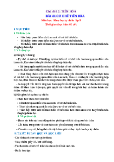 Giáo án Bài 43 Khoa học tự nhiên 9 Cánh diều (2024): Cơ chế tiến hoá