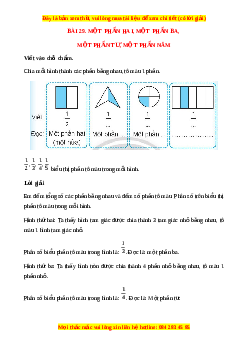 VBT Toán lớp 3 Bài 29 (Chân trời sáng tạo): Một phần hai, một phần ba, một phần tư, một phần năm