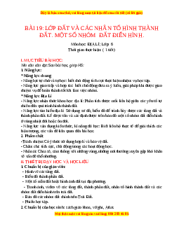 Giáo án Bài 19 Địa lí 6 Chân trời sáng tạo (2024): Lớp đất và các nhân tố hình thành đất. Một số nhóm đất điển hình