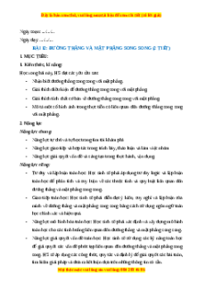 Giáo án Đường thẳng và mặt phẳng song song Toán 11 Kết nối tri thức