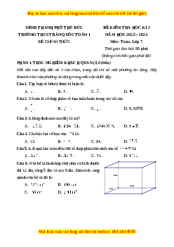 Đề thi cuối kì 1 Toán 7 trường THCS Trần Quốc Toản TP Hồ Chí Minh