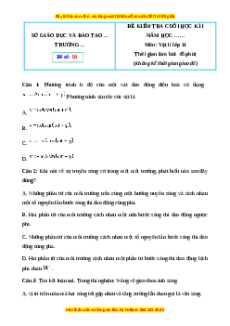 Đề thi cuối kì 1 Vật lí 11 Chân trời sáng tạo - Đề 3