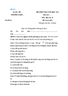 Đề thi Hóa học 11 Cuối kì 1 Cánh diều Cấu trúc mới 2025 (Đề 3)