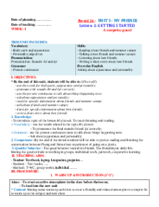 Giáo án Unit 3: My friends Tiếng Anh 6 Global success