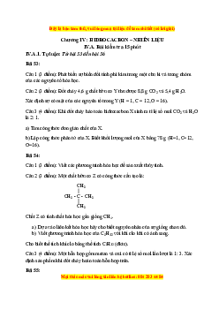 Đề kiểm tra Chương 4: Hidrocacbon, nhiên liệu Hóa học 9