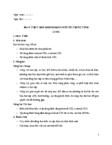 Giáo án Chủ đề F Bài 9 Tin học 12 Cánh diều: Thực hành định dạng một số thuộc tính CSS